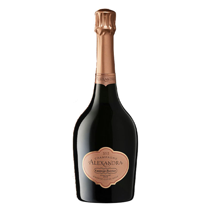 Champagne bottle labeled 'Alexandra' on a white background