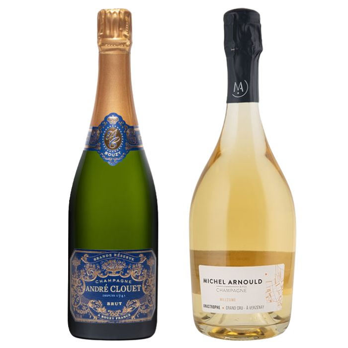 André Clouet Grande Réserve, Brut Champagne, Grand Cru à Bouzy & Michel Arnould & Fils Anastrophe, Blanc de Blancs Champagne, Grand Cru - Champagne Gift Set
