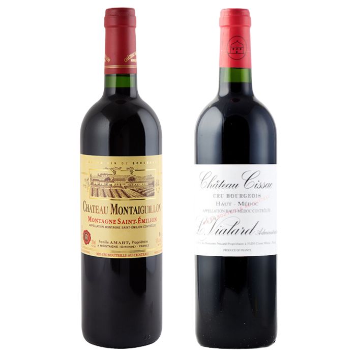 Château Montaiguillon, Montagne Saint-Emilion & Château Cissac, Haut-Médoc - Claret Wine Gift Set
