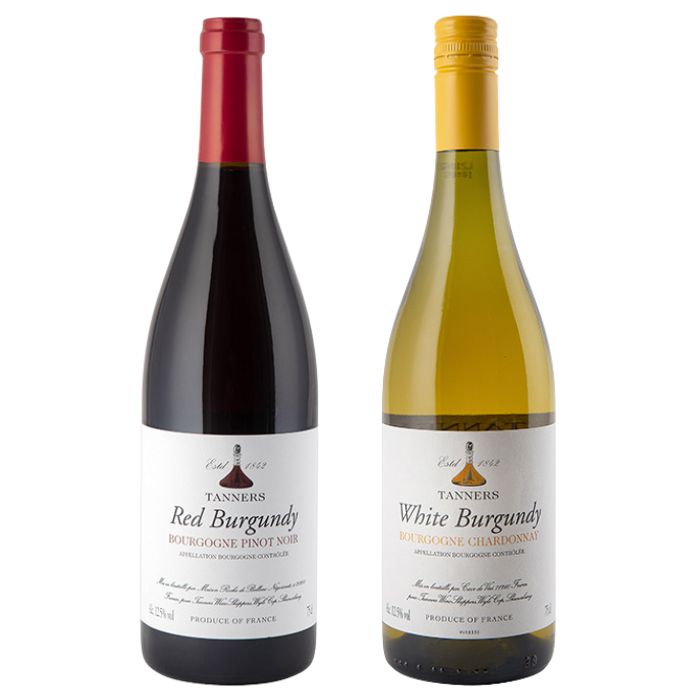 Tanners Red Burgundy, Bourgogne Pinot Noir & Tanners White Burgundy, Bourgogne Chardonnay - Tanners Burgundy Wine Gift Set
