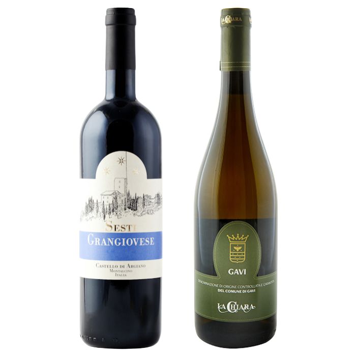 Sesti 'Grangiovese', Toscana, Castello di Argiano & Gavi del Comune di Gavi, La Chiara - Italian Wine Gift Set
