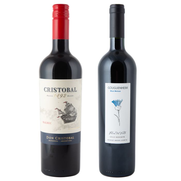 Cristóbal 1492 Malbec, Mendoza &
Gouguenheim Blue Melosa, Flores del Valle, Uco Valley, Mendoza - Malbec Dup Gift Set
