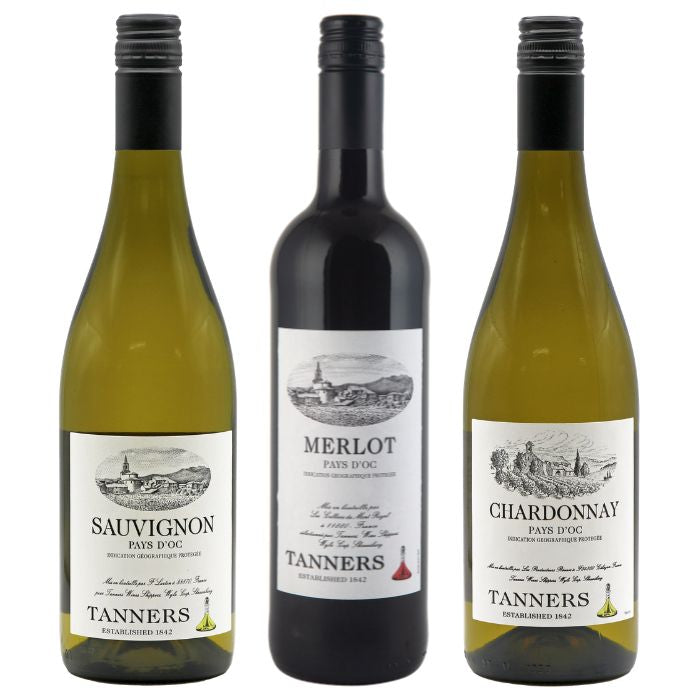 Tanners Southern French Trio, including Sauvignon, Merlot, and Chardonnay Pays d'Oc