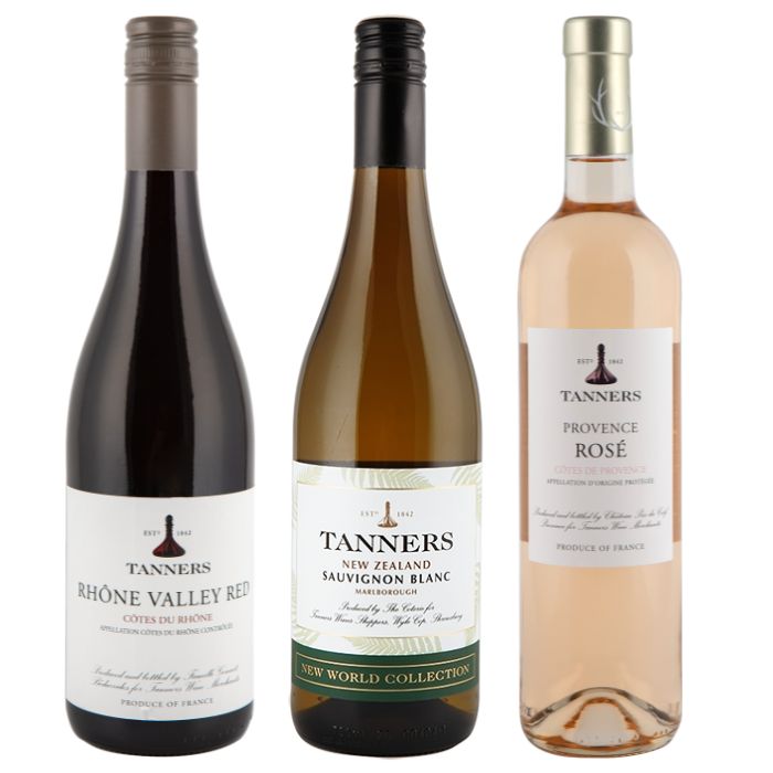 Tanners Provence Rosé, Tanners Rhône Valley Red and Tanners New Zealand Sauvignon Blanc - Trio Wine Gift Set